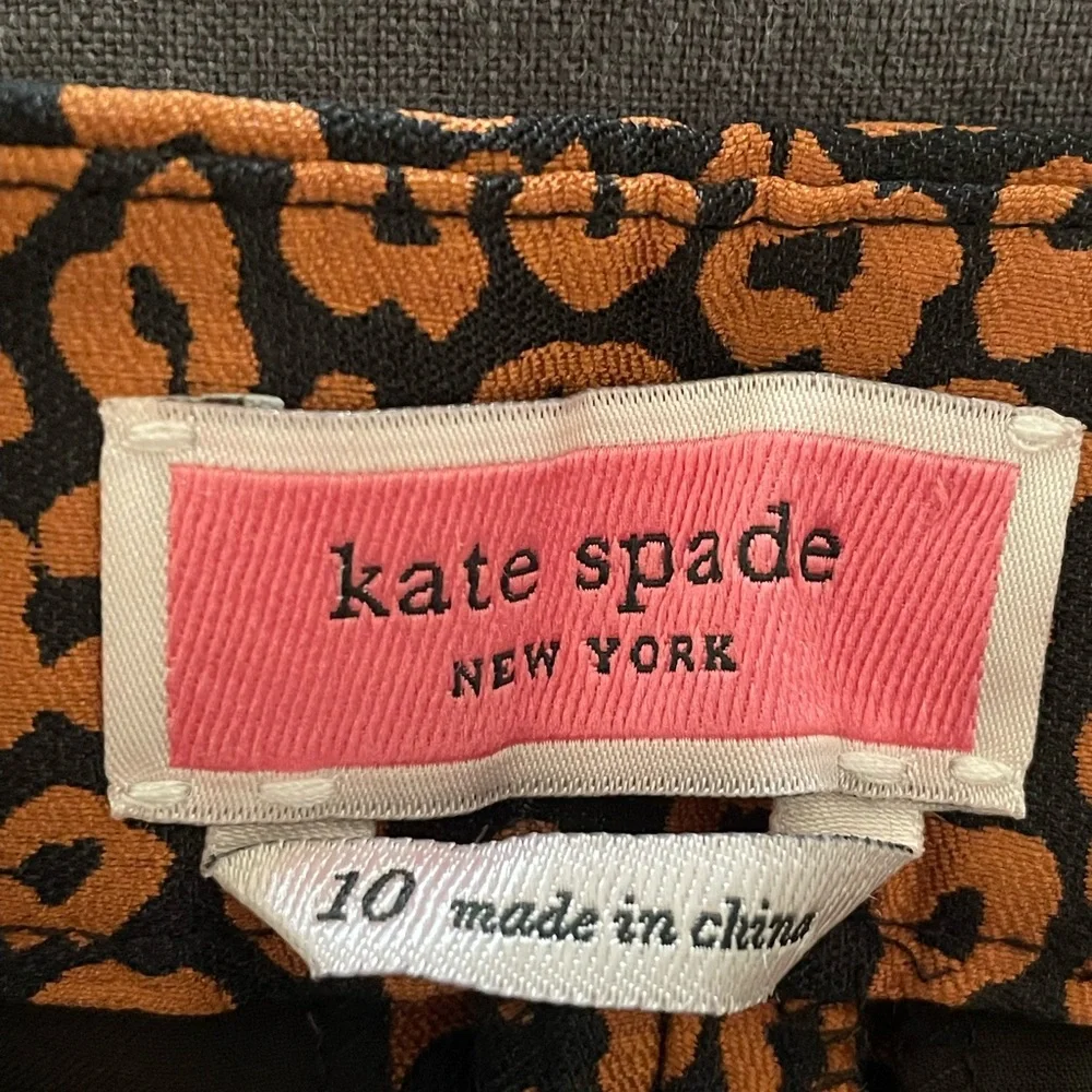 Kate Spade Flora Elegant Pants cropped leopard jacquard size 10 office business